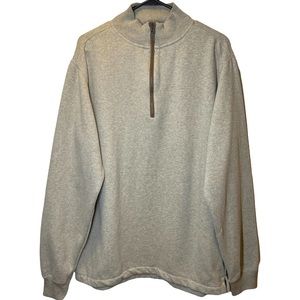 Woolrich Mens Quarter Zip Pullover Sweatshirt Sweater Gray Beige Sz Large Plaid